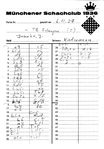 Notation Juhnke - Kindermann 06.11.1977